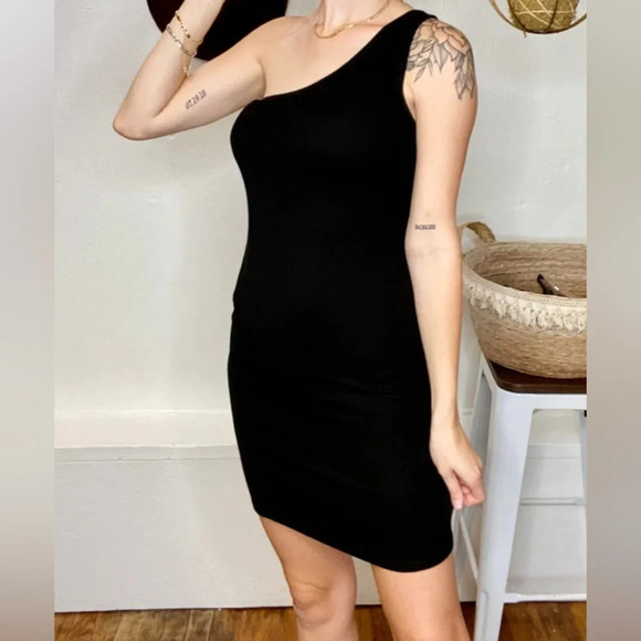 NWT articles of society one shoulder ribbed tank dress Small chocolate color - Picture 2 of 4